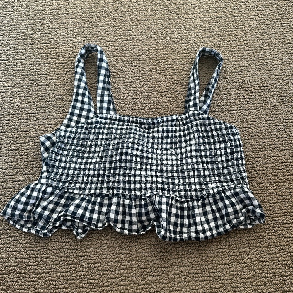 Gingham crop tank top